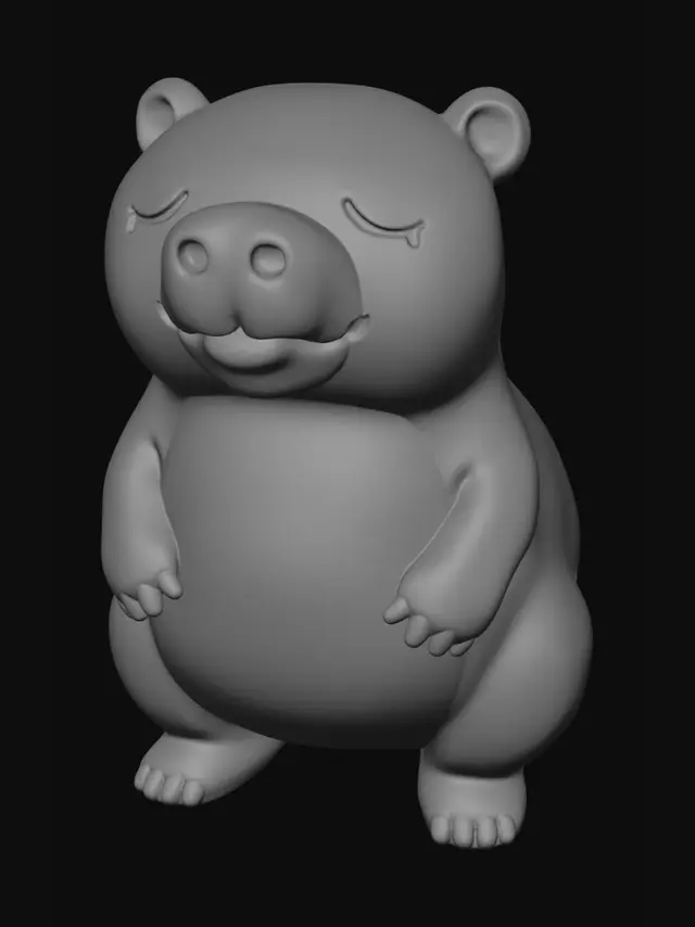 3D model for a one-piece FDM-printable mascot toy of a sleepy capybara, 70 mm tall, closed watertight mesh, flat belly/base for easy bed adhesion, no floating leaves or whiskers, rounded forms, minimum feature thickness 3.5 mm, cute desktop toy
