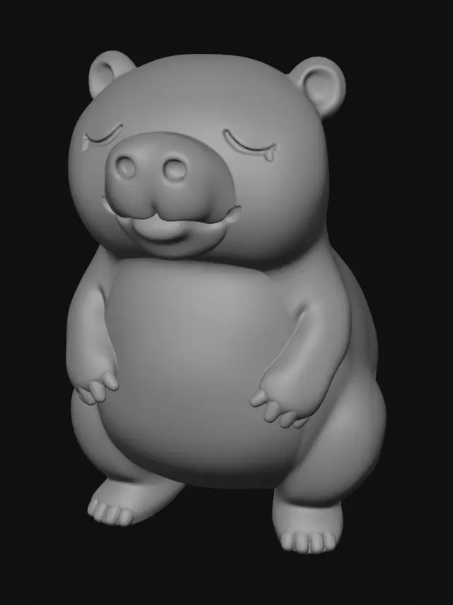 3D model for a one-piece FDM-printable mascot toy of a sleepy capybara, 70 mm tall, closed watertight mesh, flat belly/base for easy bed adhesion, no floating leaves or whiskers, rounded forms, minimum feature thickness 3.5 mm, cute desktop toy