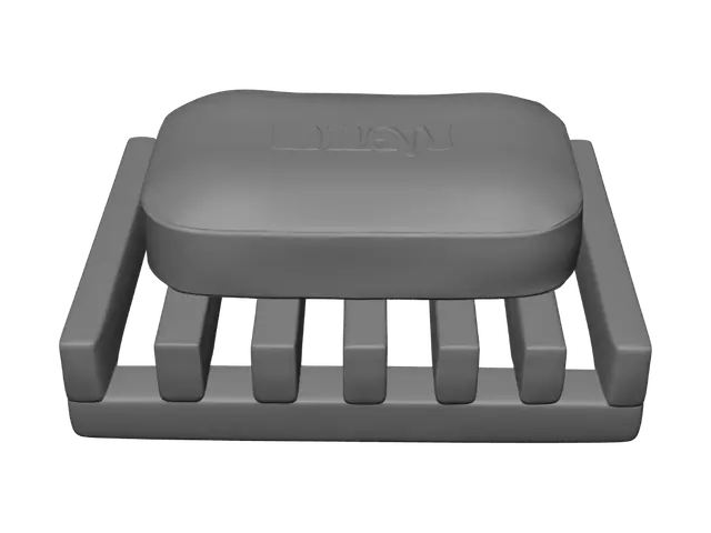 3D model for White soap on wooden soap dish