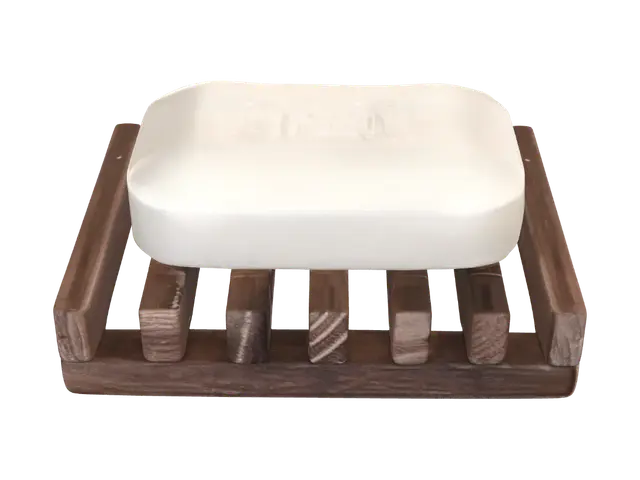 3D model for White soap on wooden soap dish