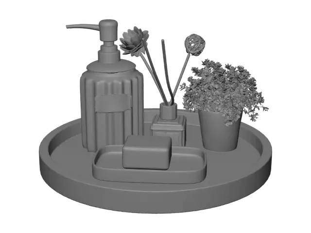 3D model for Spa Essentials on Wooden Tray