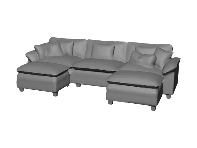 3D model for Beige L-shaped sectional sofa with chaise
