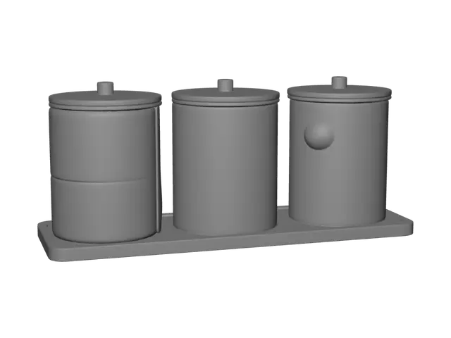 3D model for Cotton Jar Set on Wooden Tray