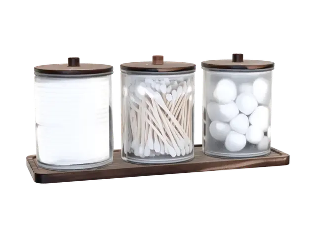3D model for Cotton Jar Set on Wooden Tray