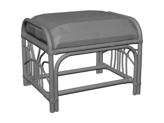 3D model for Rattan ottoman with cushioned top
