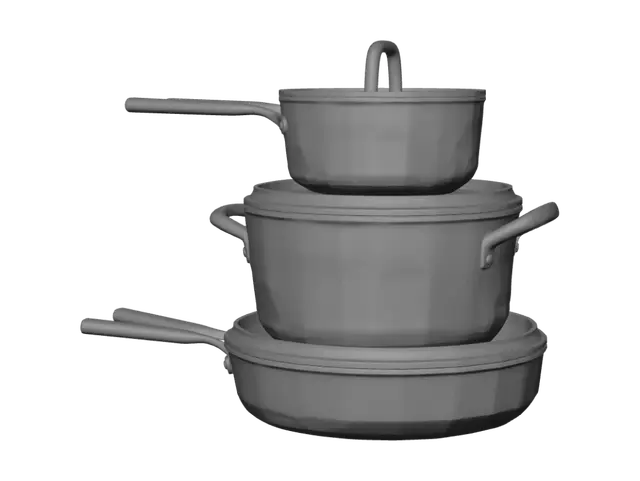 3D model for Stacked Copper Pots