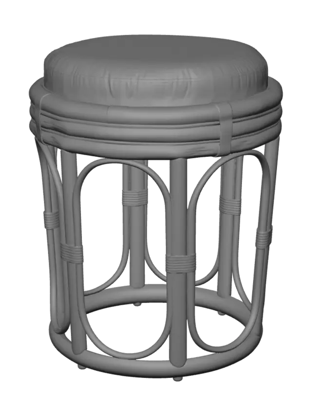 3D model for Round Rattan Stool with Cushioned Seat