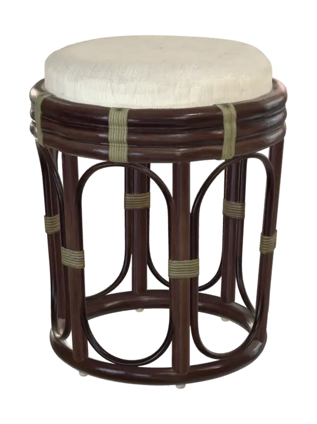 3D model for Round Rattan Stool with Cushioned Seat