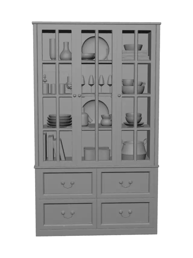3D model for Black Glass-Fronted China Cabinet