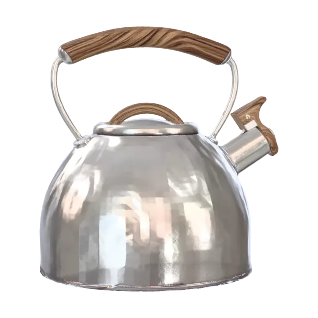 3D model for Wooden-Handled Stainless Steel Kettle