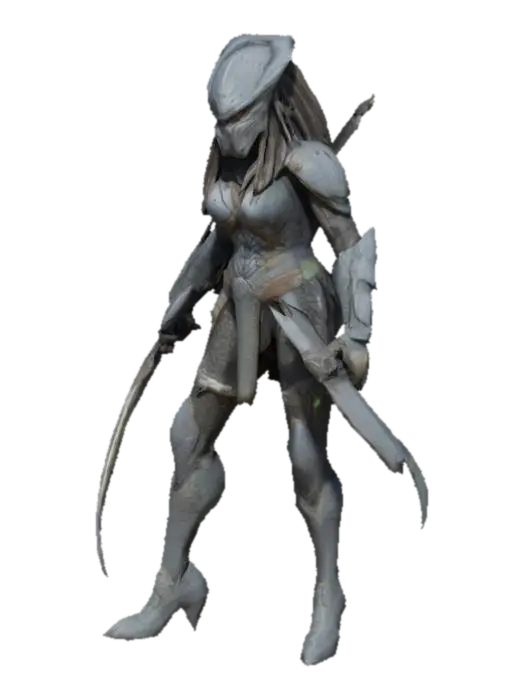 A female predator with a long sword and a nice armor - Predators 3D model, vytvořený pomocí AI