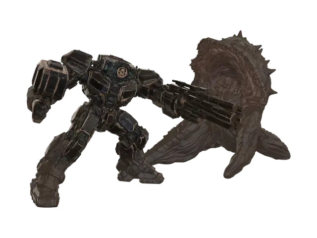 Batalla mech contra kaiju - Clash 3D model, vytvořený pomocí AI