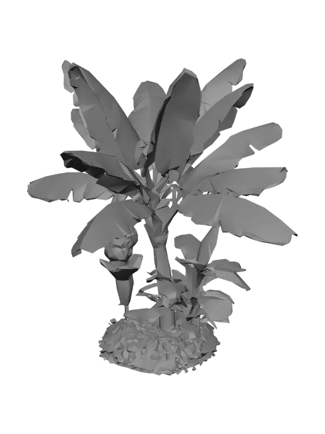 3D model for Banana Plant with Banana Cluster and Purple Flower
