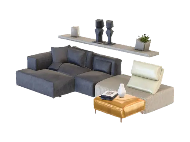 Modern Loft Lounge - Room 3D model, vytvořený pomocí AI