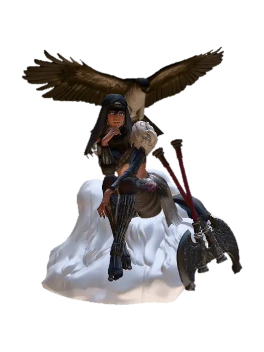 Falcon's Rider - Mounted 3D model, vytvořený pomocí AI