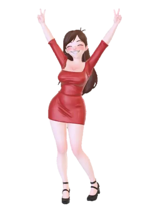 Celebration in Red - Greeting 3D model, vytvořený pomocí AI