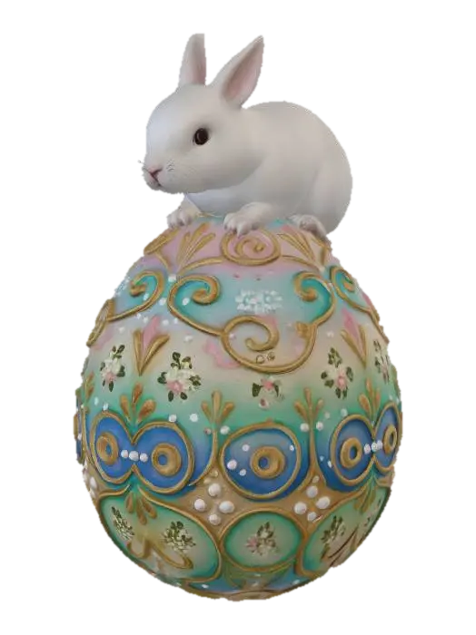 Bunny on a Painted Easter Egg, #EasterEgg2026# 3D model, AI generated