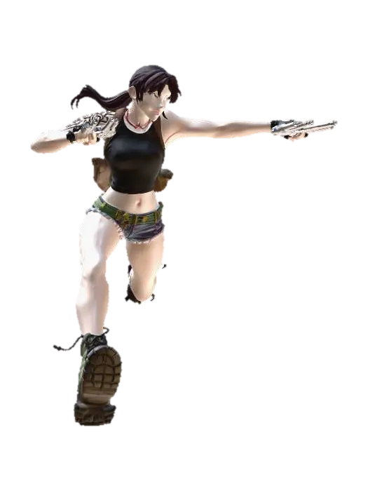 Gunslinger in Motion - Shooter 3D model, vytvořený pomocí AI
