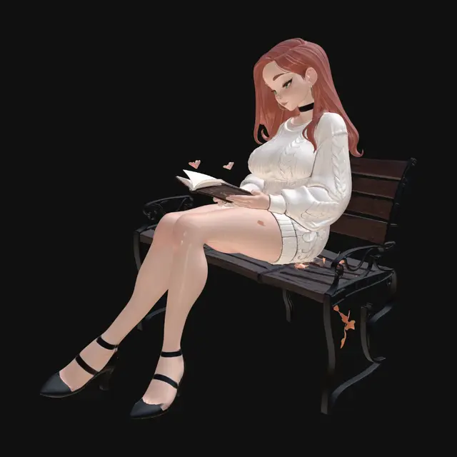 3D model for Autumn Daydream on a Park Bench
