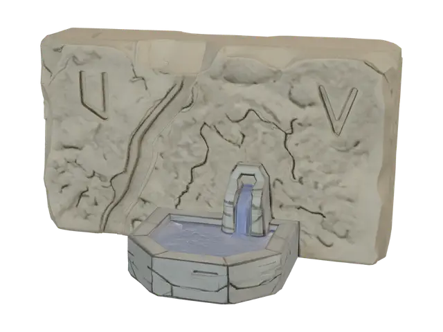 3D model for Stone Block with Locking Slots and Water Basin