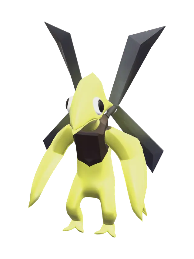 Yellow Rainbow Friends 3D model, vytvořený pomocí AI