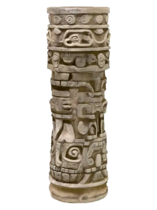 Ancient aztec stone torch without a flame. Old an weathered, blackened where the… 3D model, vytvořený pomocí AI