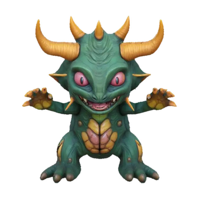 3D model for Godly storm larva wild and menacing, incomplete, evolving to a beast from it's former body. Realistic monstrosity on a fallen tree trunk with visible claw marks