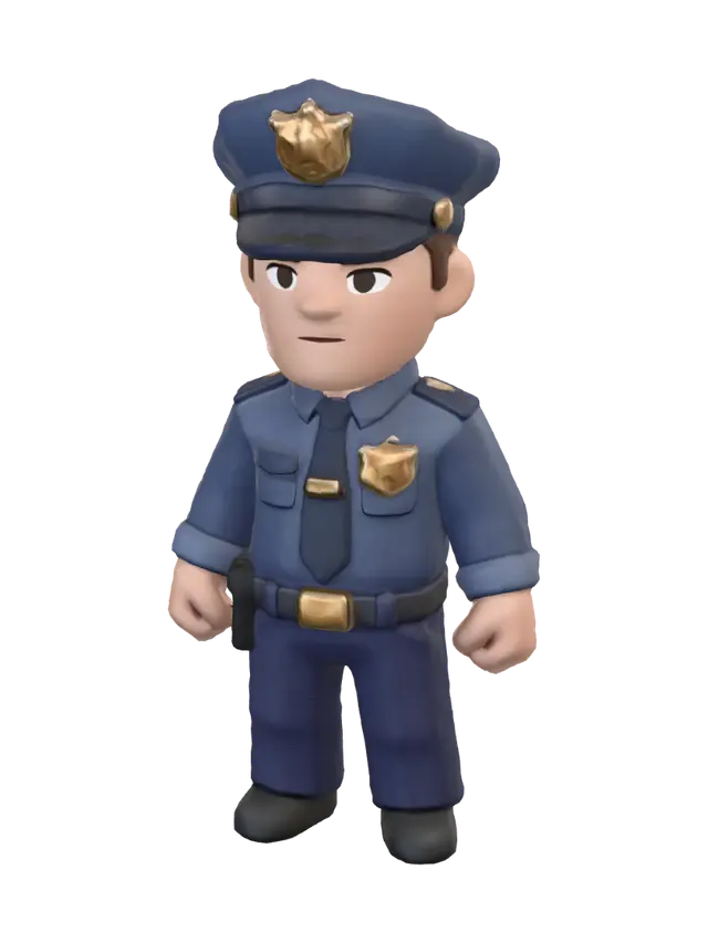 Modello 3D Cartoon Cop, generato dall’IA