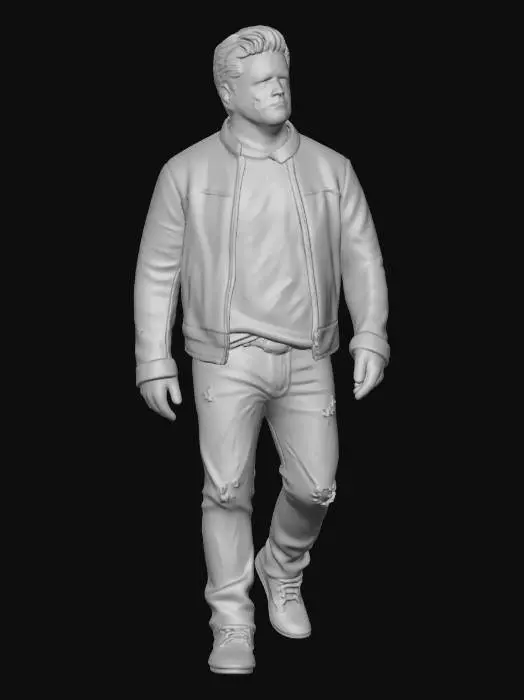 3D model for Casual Brown Leather Jacket Look