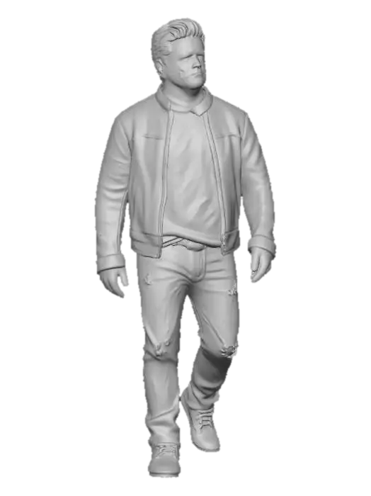 3D model for Casual Brown Leather Jacket Look