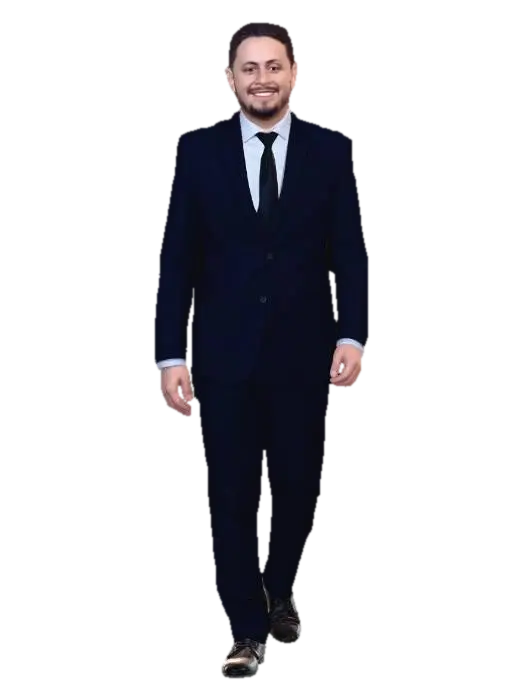 Confident Professional in a Navy Suit 3D model, vytvořený pomocí AI