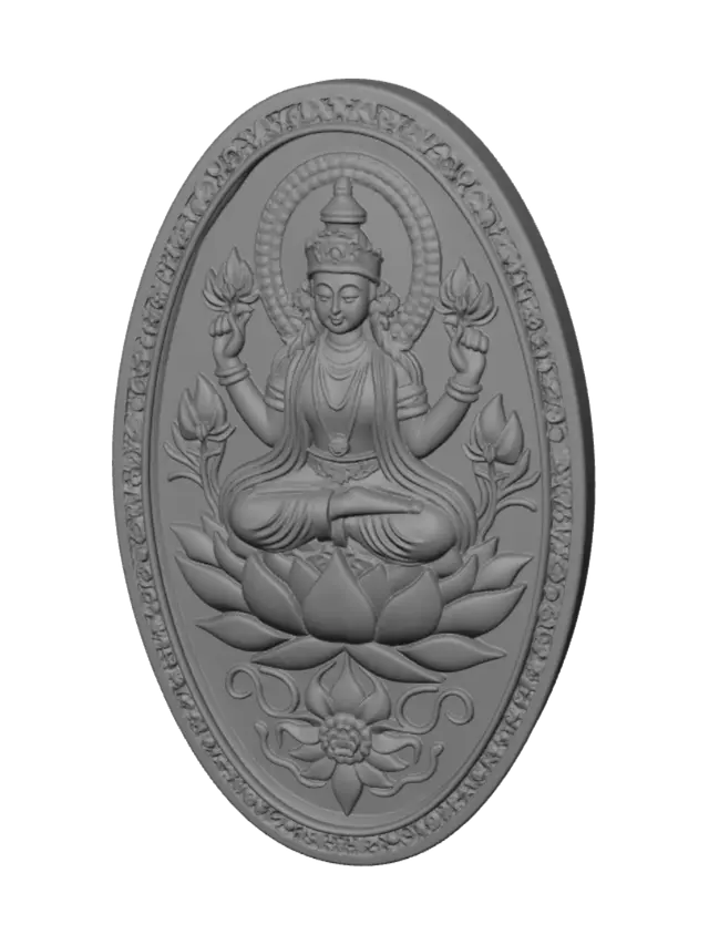 3D model for Lakshmi on a lotus medallion