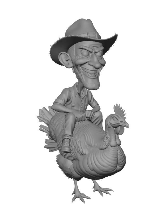 3D model for Farmer on a Giant Turkey
