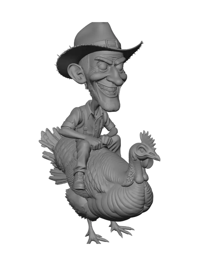 3D model for Farmer on a Giant Turkey