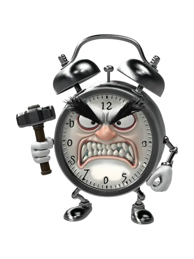 Angry Alarm Clock 3D model, vytvořený pomocí AI