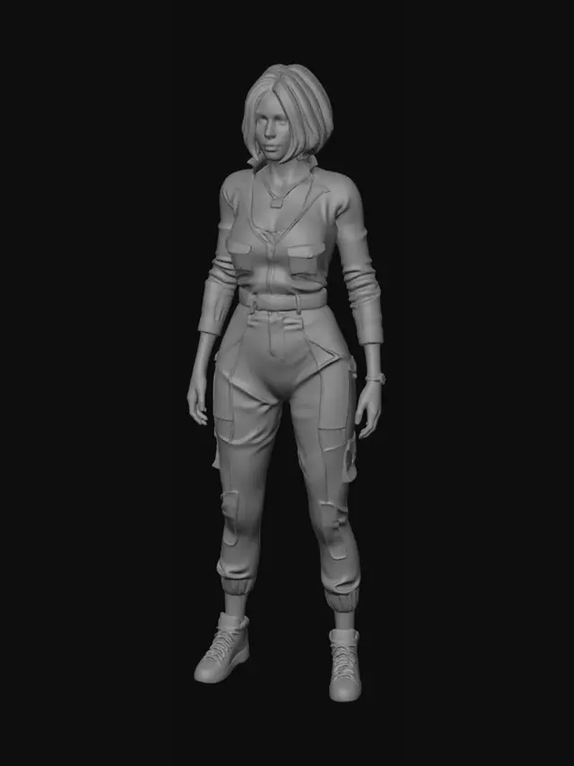 3D model for Olive Utility Jumpsuit
