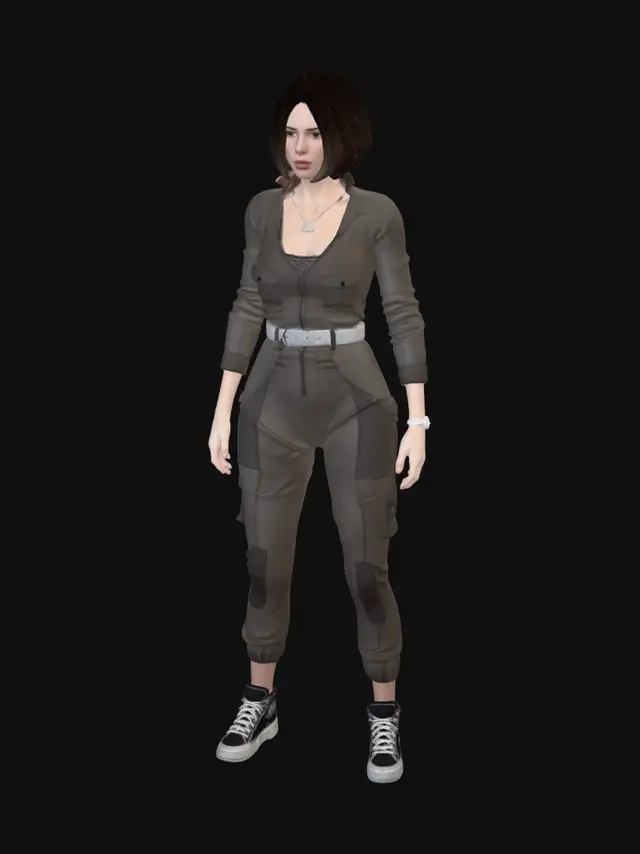 3D model for Olive Utility Jumpsuit