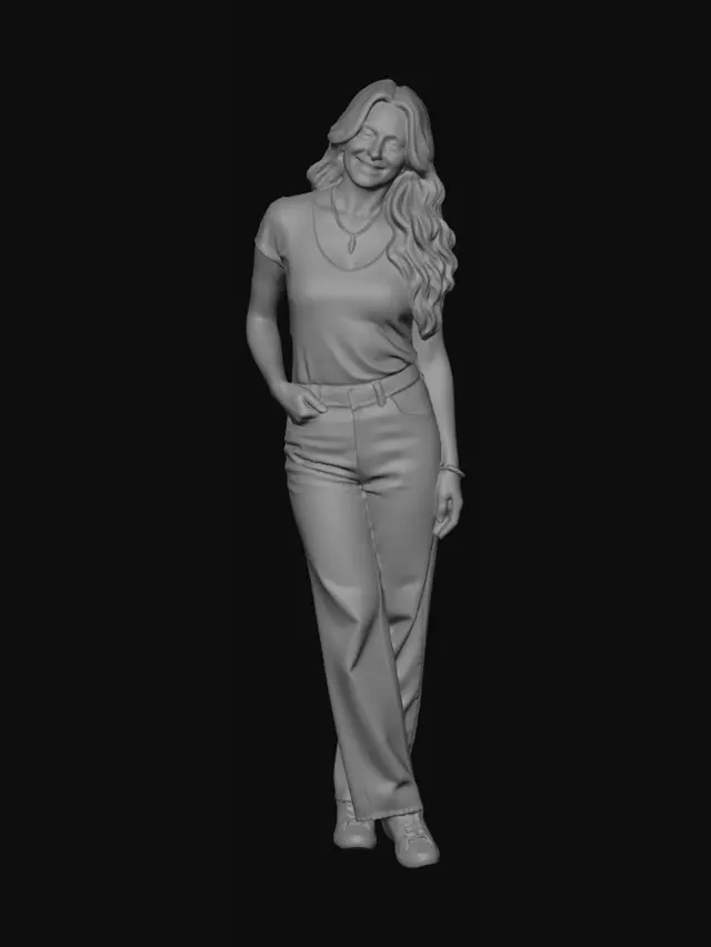 3D model for Casual Charm in White Tee and Light Denim