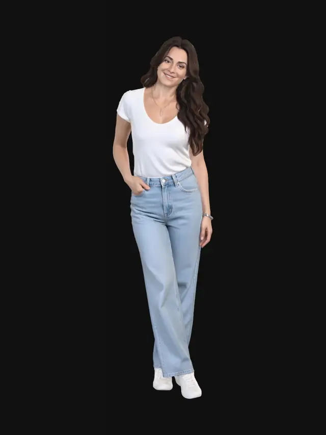 3D model for Casual Charm in White Tee and Light Denim