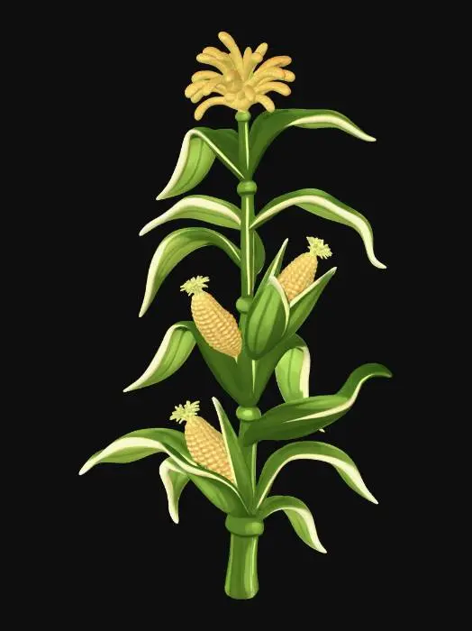 3D model for Corn stalk with ears