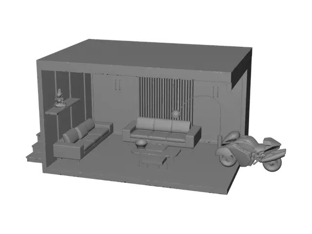 3D model for Marble Wall Living Room Garage