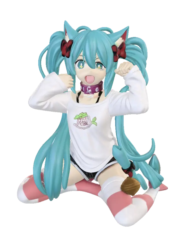 Hatsune Miku Playful Pose - Vocaloid 3D model, vytvořený pomocí AI