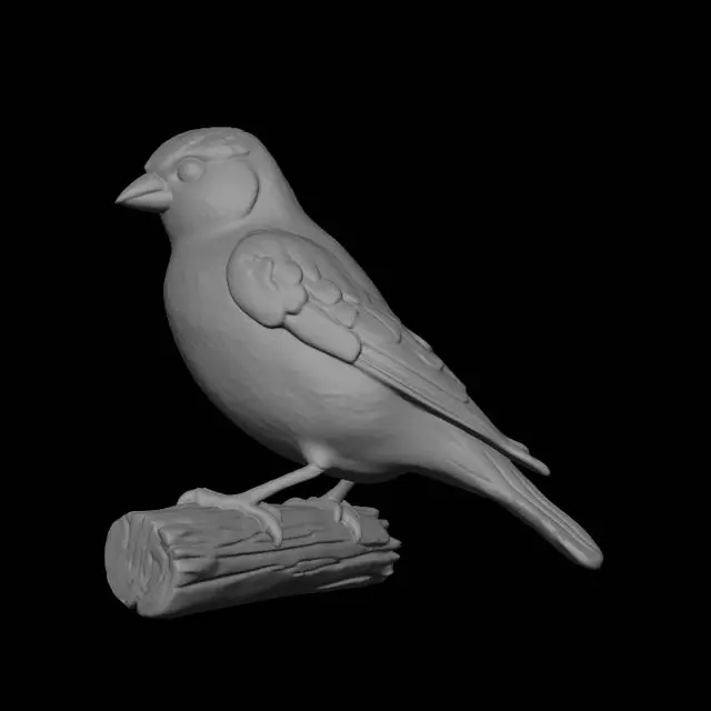 3D model for European Goldfinch on a Log