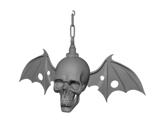 3D model for Lamp shades made from bats and skulls , with hols so light coming through and and wall I can see skull shadows