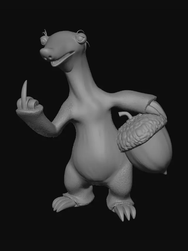 3D model for can you make Sid from ace age with showing middle finger , and one hand bihind his back holding big nut