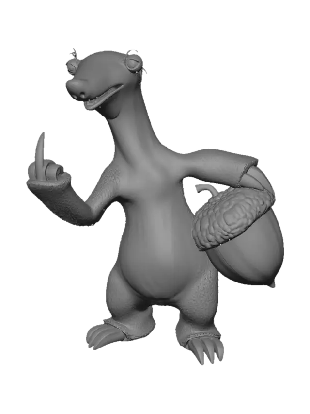 3D model for can you make Sid from ace age with showing middle finger , and one hand bihind his back holding big nut