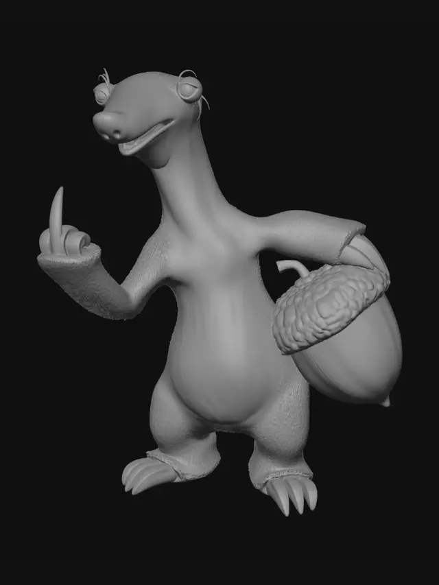3D model for can you make Sid from ace age with showing middle finger , and one hand bihind his back holding big nut