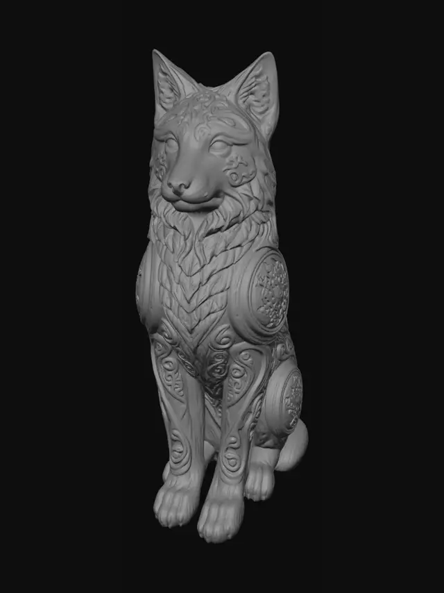 3D model for Ornate Carved Cat