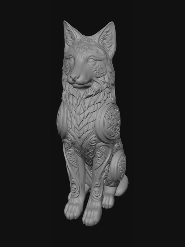 3D model for Ornate Carved Cat