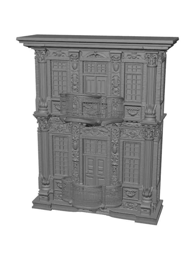 3D model for Ornate Facade with Balconies